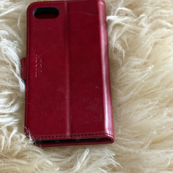 Red Leather Phone Case with Magnetic Closure - Picture 3 of 5